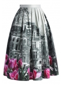 Midi sukně „Tulipány ve městě“