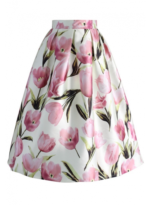Midi skirt "In the embrace of tulips "