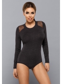Women's gray bodysuit with lace at the shoulders