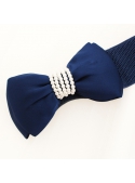 Cute belt with big bow - Dark blue with pearls
