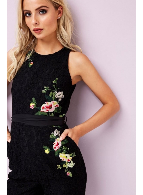 Overall "Black lace with flowers"