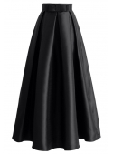 Maxi čierna skladaná sukňa s mašľou