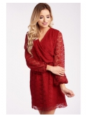 Red lace dress with crossover