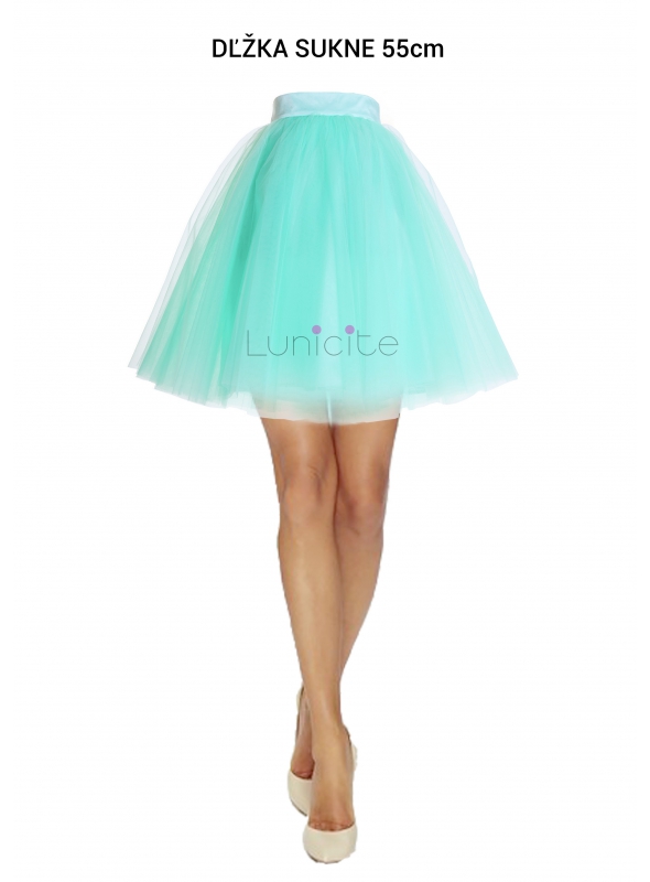 Lunicite MENTOLOVÝ TULIPÁN – exkluzívna tylová sukňa mentolová, dĺžka 55cm