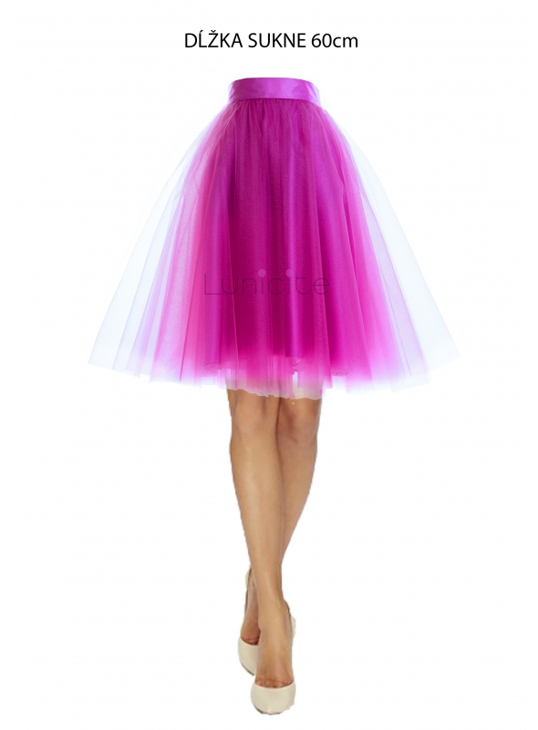 Lunicite ŽIARIVÝ TULIPÁN LILA – exkluzívna tylová sukňa žiarivá lila, 60 cm