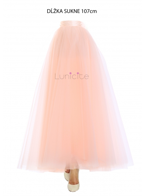 Lunicite BROSKVOVÝ TULIPÁN – exkluzivní tylová sukně pudrově růžová, 107cm