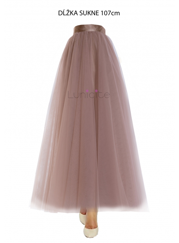 Lunicite CAPPUCCINO TULIPÁN – exkluzívna tylová sukňa cappuccino, 107cm