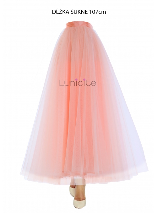 Lunicite PUDROVÝ TULIPÁN – exkluzivní tylová sukně pudrově růžová, délka 107cm