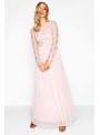 PREDOBJEDNÁVKA Maxi šaty "Pinky champagne" s dlhým rukávom