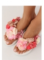 Dámské pantofle flip-flop s kytičkami, bílé