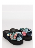 Dámské pantofle flip-flop s kytičkami, černé
