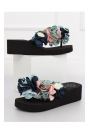 Dámské pantofle flip-flop s kytičkami, černé