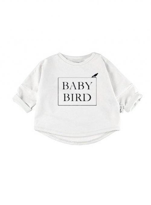 BABY BIRD – detská mikina, biela- 0-3 mes