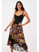 Floral midi skirt with lace