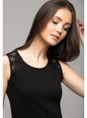 Black top with lace on shoulders