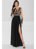 Maxi černé šaty s rozparkem - Černá krása