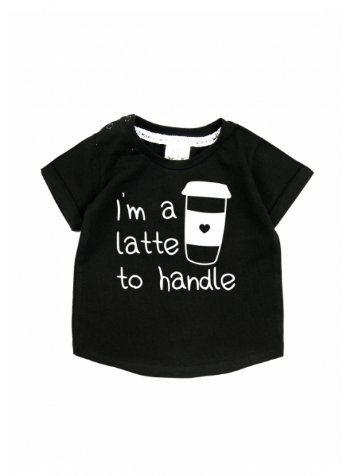I´m a latte to handle – detské tričko, čierne- 0-3mes
