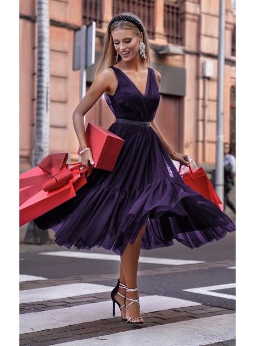 Midi dress „Parisian“, deep purple