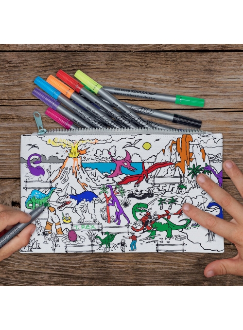 My Dinosaur World - an interactive coloring pencilcase - color and learn