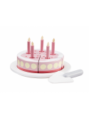 Detská ružová drevená torta so sviečkami - Bistro