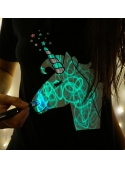 LIMITKA Dětské zábavní iluminační tričko černé JEDNOROŽEC +laser pero