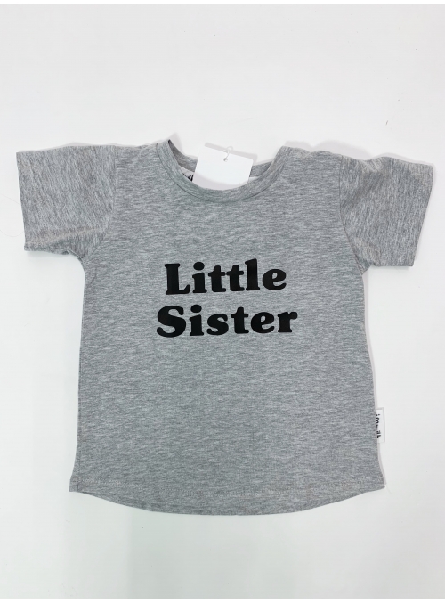 Tričko LITTLE SISTER šedé - 0-3 mes