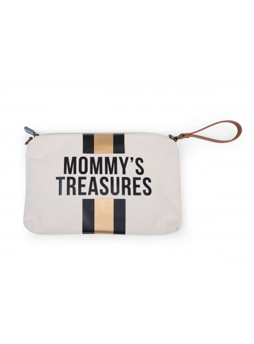 Mini taška s poutkem a řemínkem MOMMY´S TREASURES, krémovo bíla+zlatá