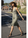 Olivka - dámske šaty s viazačkou, olivové - UNI