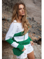 Trendy sveter s pásikmi, bielo-zelený - UNI