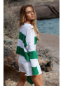 Trendy sveter s pásikmi, bielo-zelený - UNI