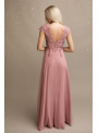 Rosalina - Maxi šaty s čipkou a padavou sukňou- S