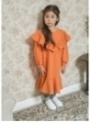 Pomerančové dětské šaty s volánem