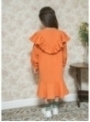 Pomerančové dámské šaty s volánem, uni