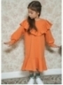 Pomerančové dámské šaty s volánem, uni
