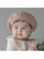 Růžový dětský pletený baret