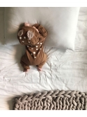 Bambi - detské body s kapucňou, hnedé - 0-6 mesiacov
