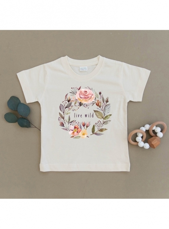 Live wild - detské tričko s ružičkami, matching rodinné - 2T