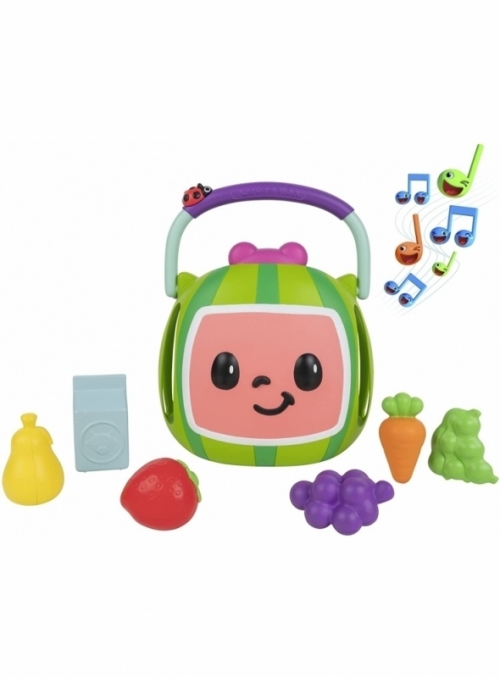 hudobný CoComelon košík s ovocím a zeleninou - hudobná hračka