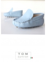 9TOM baby moccasin leather blue with rubber tods