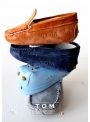 9TOM baby moccasin leather blue with rubber tods