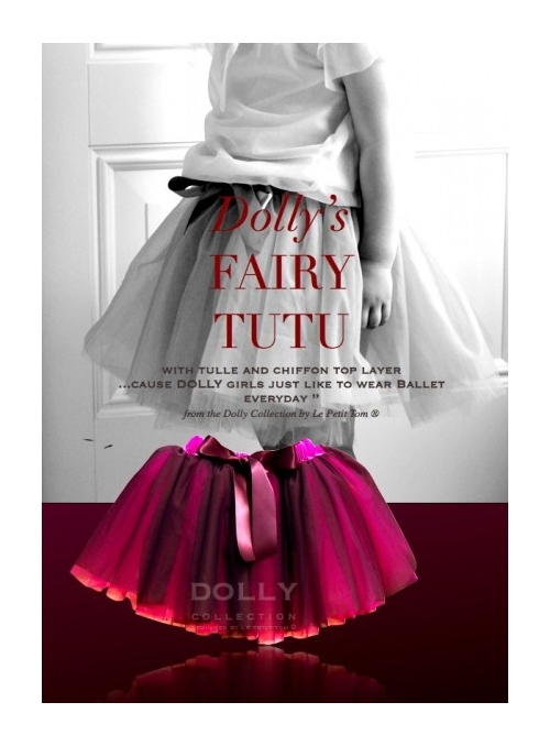 FAIRY TUTU BRIGHT PINK TULLE +RUBY RED CHIFFON TOP