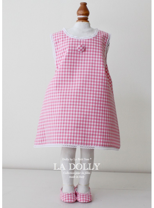 LA DOLLY „BB baby šaty“ –růžové kárované