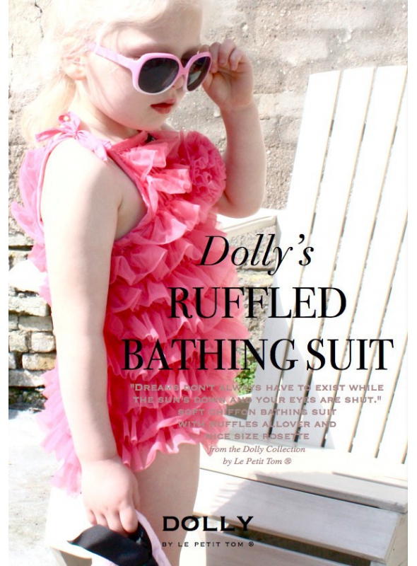 RUFFLED BATHING SUIT WITH ROSETTE pink