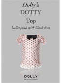 DOLLY dotted top ballet pink + black dots