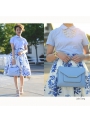 Midi sukně „Modré inkoustové květy“