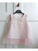 Exclusive Petite lace top with chiffon ruffles, powdery pink